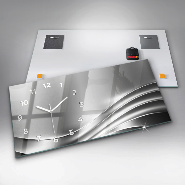 Horloge murale horizontale Abstraction argentée