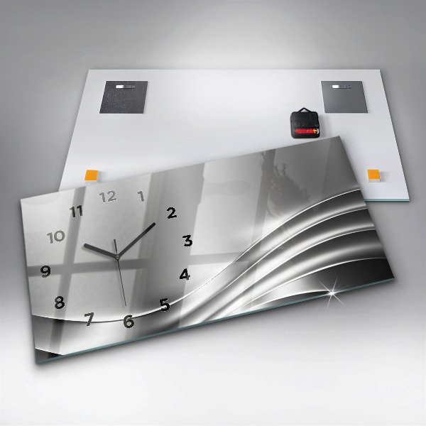 Horloge murale horizontale Abstraction argentée