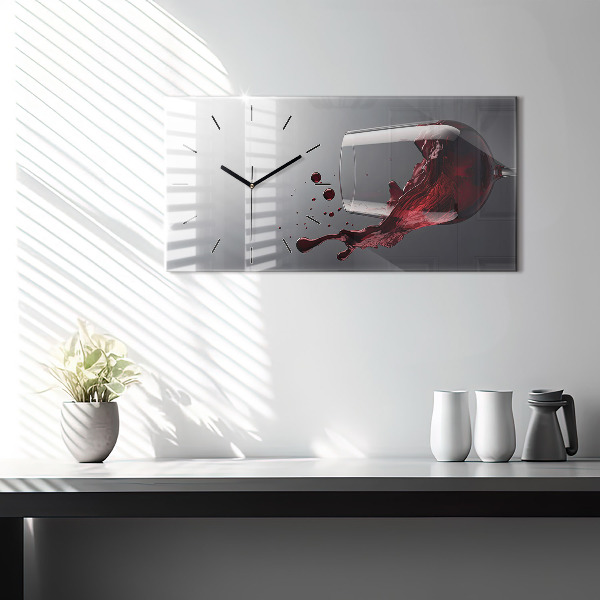 Horloge murale horizontale Un verre de vin rouge