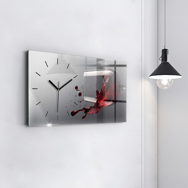 Horloge murale horizontale Un verre de vin rouge
