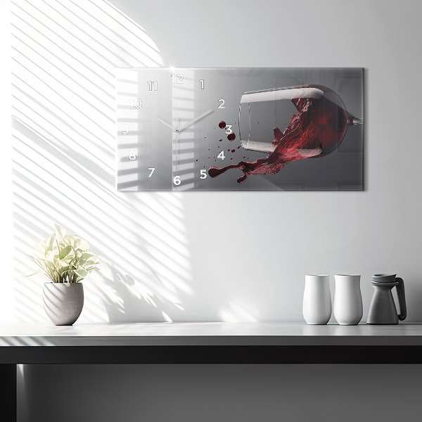 Horloge murale horizontale Un verre de vin rouge