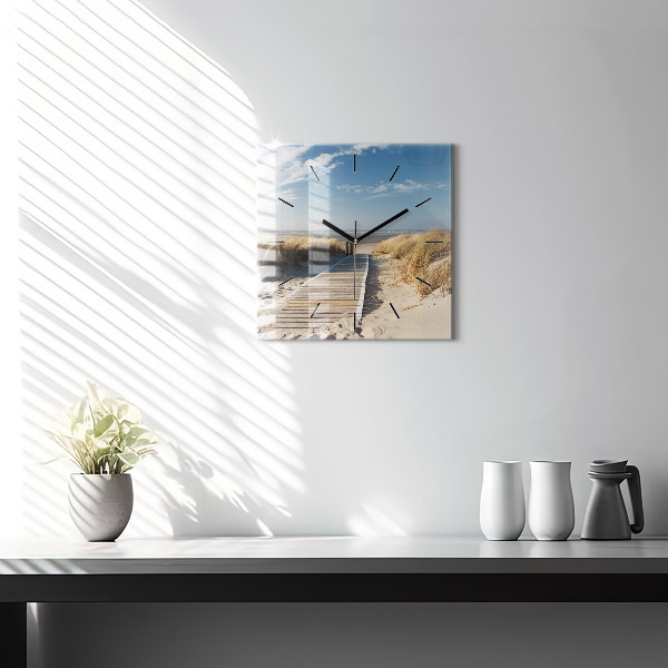 Horloge murale carrée Vue de la plage