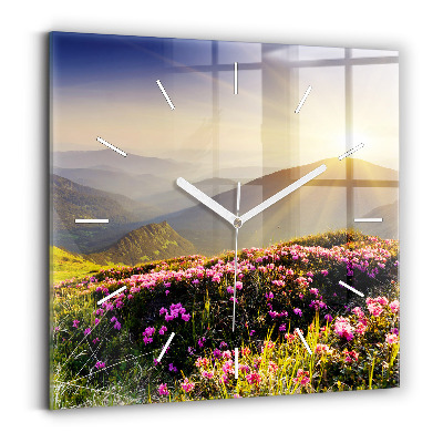Horloge murale carrée Paysage de montagne