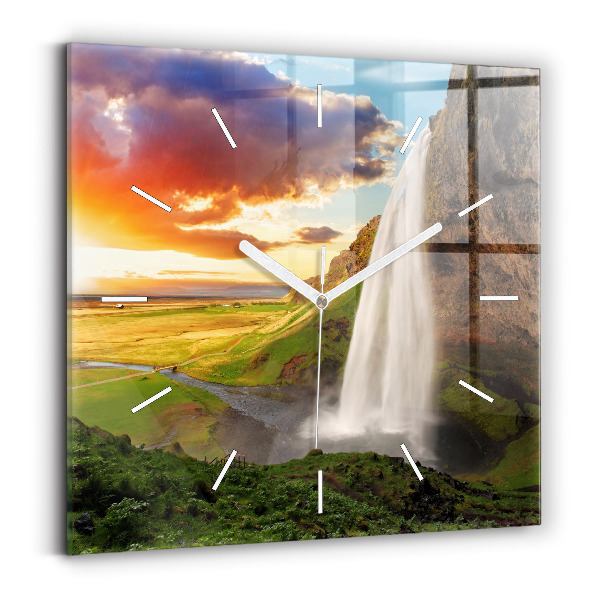 Horloge murale carrée Cascade en Islande