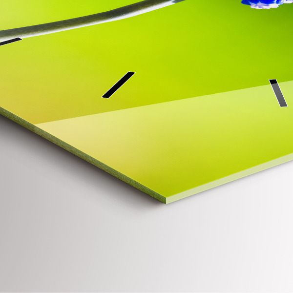 Horloge carrée en verre Fleurs bleues