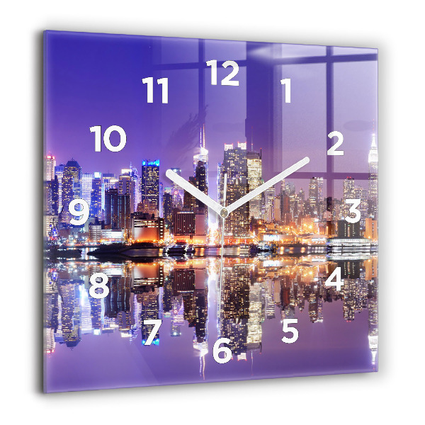 Horloge murale carrée New York la nuit