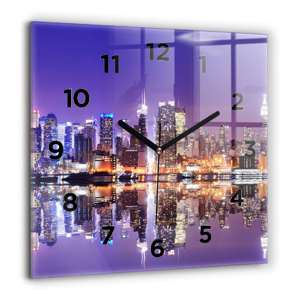 Horloge murale carrée New York la nuit