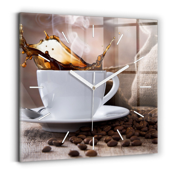 Horloge murale carrée Une tasse de café