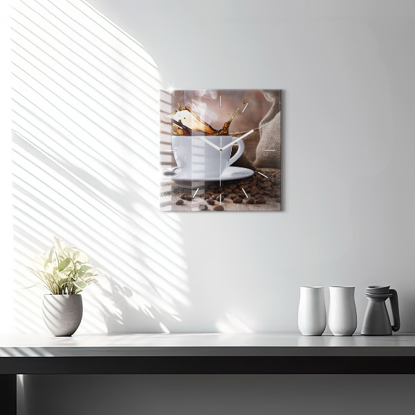 Horloge murale carrée Une tasse de café