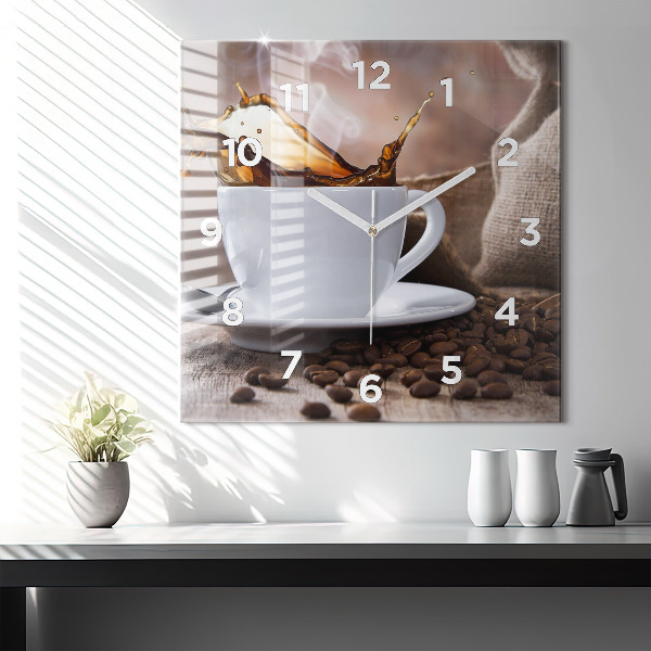 Horloge murale carrée Une tasse de café