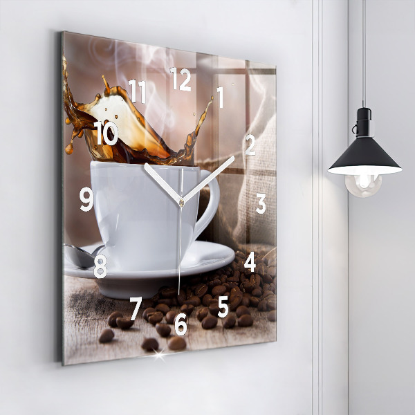 Horloge murale carrée Une tasse de café