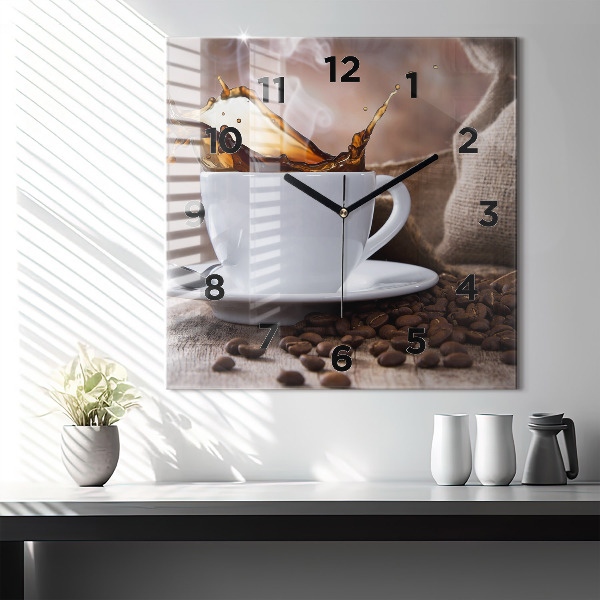 Horloge murale carrée Une tasse de café