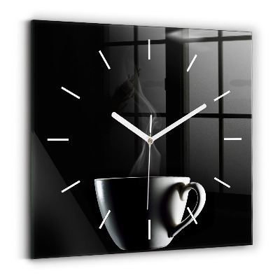 Horloge murale carrée Une tasse de café
