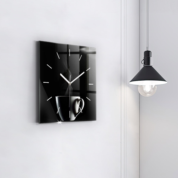 Horloge murale carrée Une tasse de café