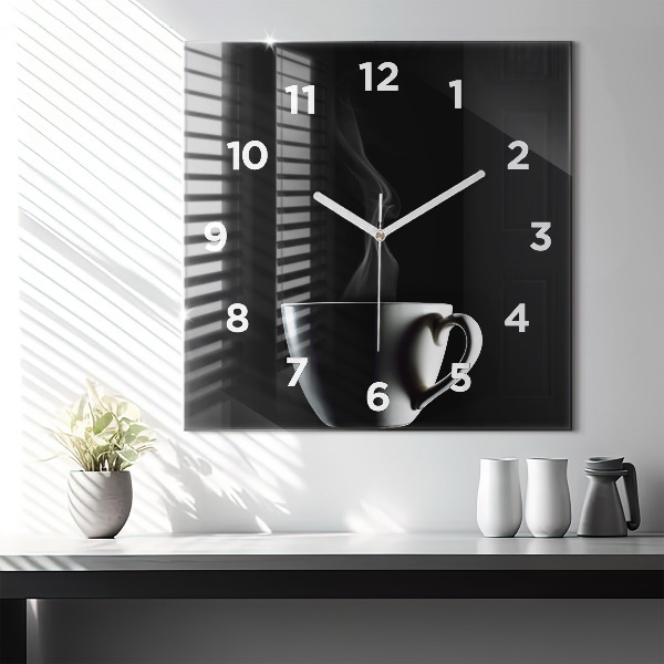 Horloge murale carrée Une tasse de café