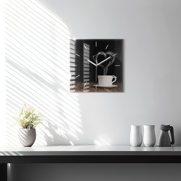 Horloge murale carrée Une tasse de café chaud