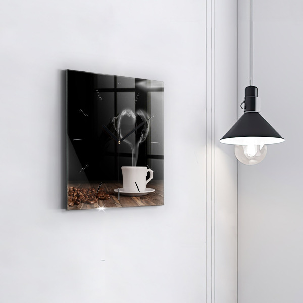 Horloge murale carrée Une tasse de café chaud