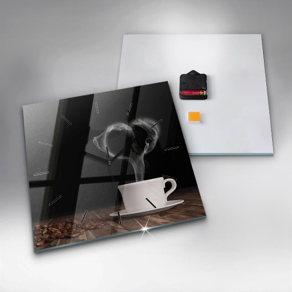Horloge murale carrée Une tasse de café chaud