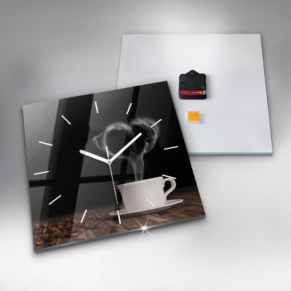 Horloge murale carrée Une tasse de café chaud