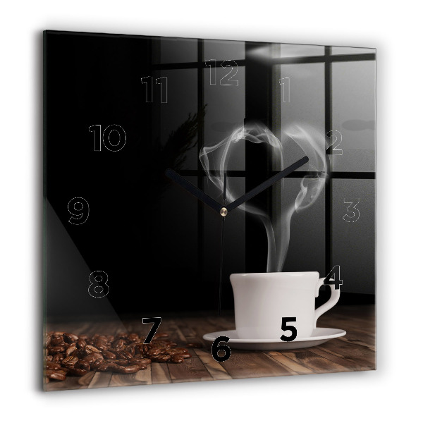 Horloge murale carrée Une tasse de café chaud