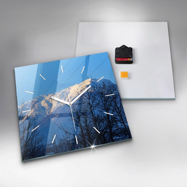 Horloge carrée en verre Vue sur la montagne