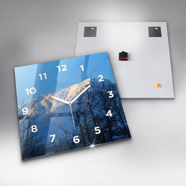 Horloge carrée en verre Vue sur la montagne