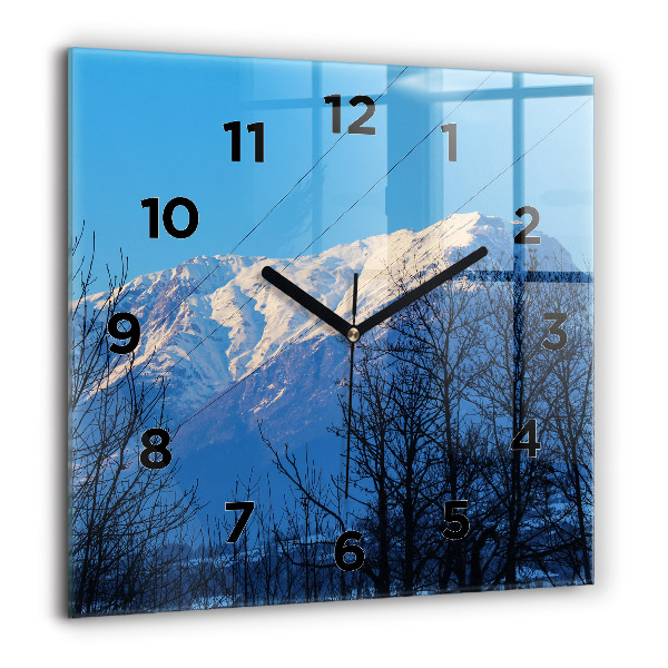 Horloge carrée en verre Vue sur la montagne