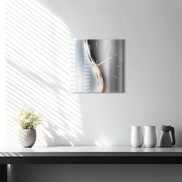 Horloge murale carrée Abstraction métallique