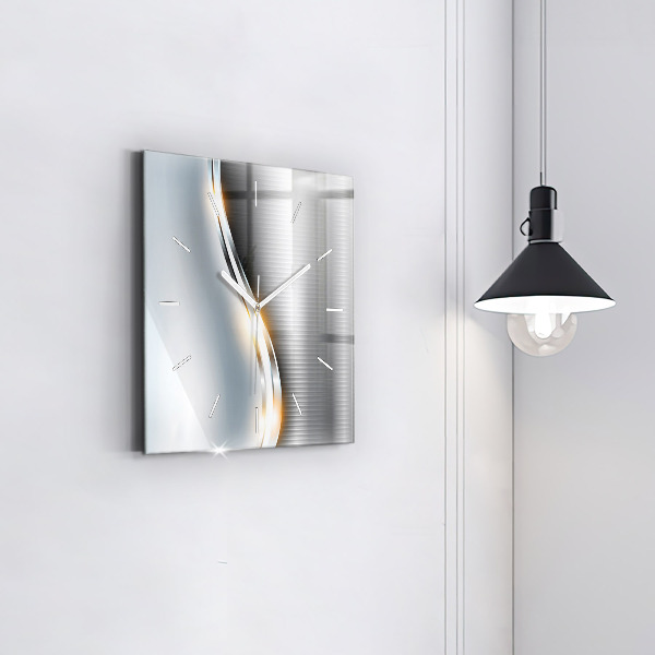 Horloge murale carrée Abstraction métallique