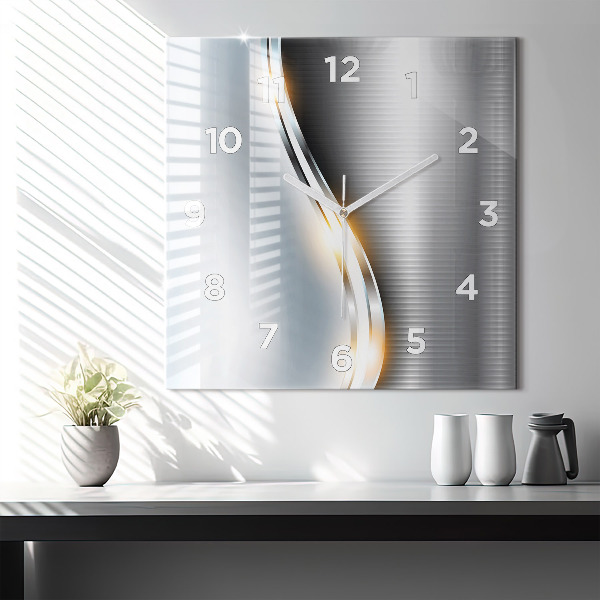 Horloge murale carrée Abstraction métallique