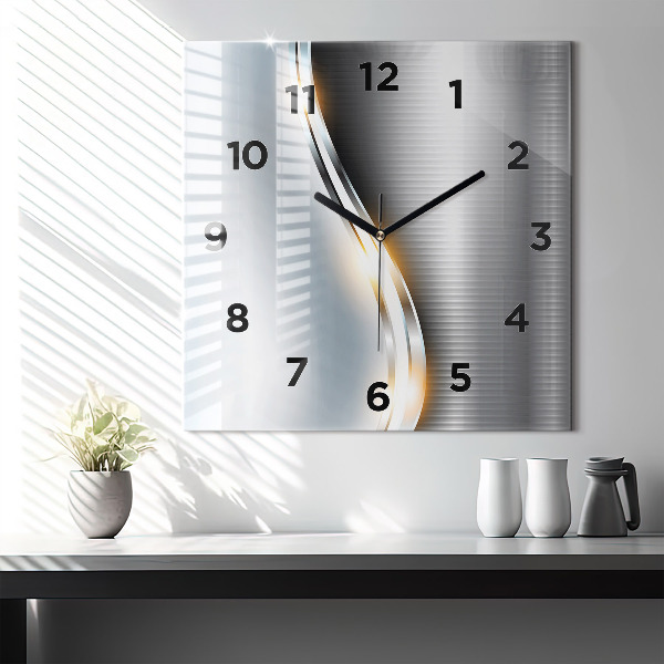 Horloge murale carrée Abstraction métallique
