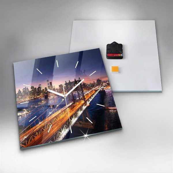 Pendule carrée en verre New York et le coucher du soleil