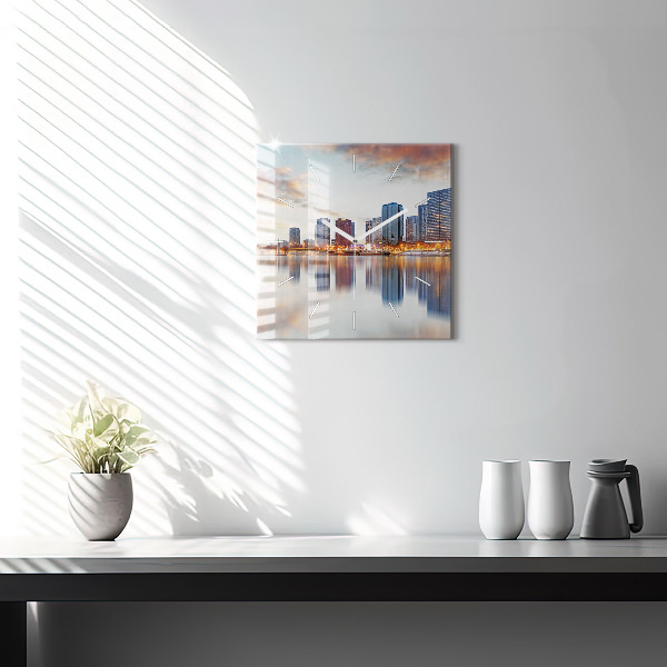 Pendule carrée en verre Panorama avec la Tour Eiffel