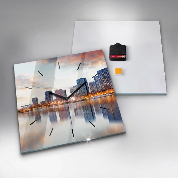 Pendule carrée en verre Panorama avec la Tour Eiffel