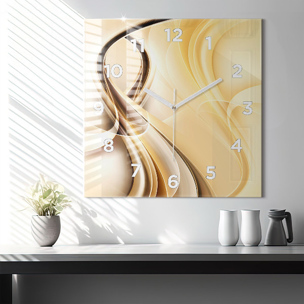 Horloge carrée en verre 'Ondes d''abstraction'