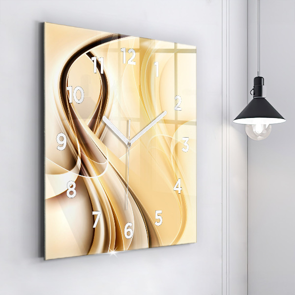 Horloge carrée en verre 'Ondes d''abstraction'