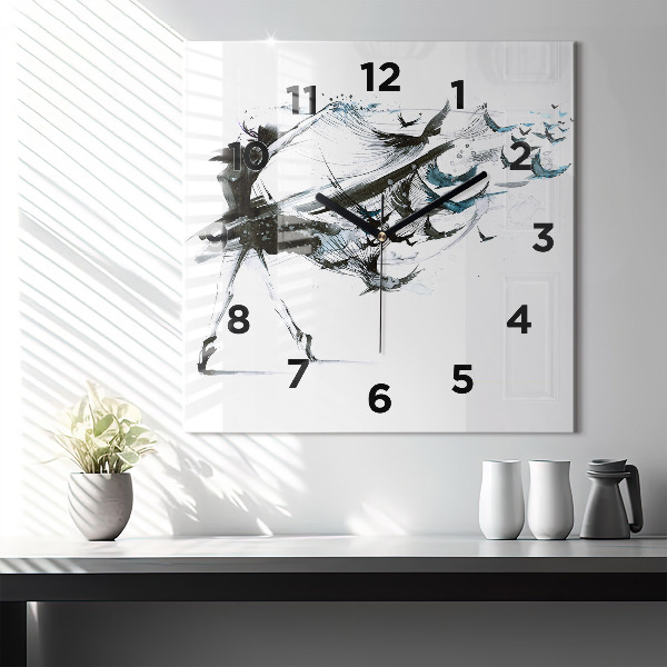Horloge murale carrée Femme dansant le ballet