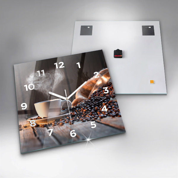 Horloge carrée en verre Une tasse de café