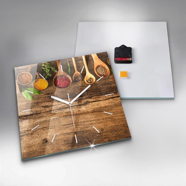 Horloge murale carrée 'Cuillères d''épices'