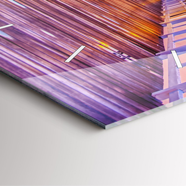 Horloge murale carrée Le pont du port le soir