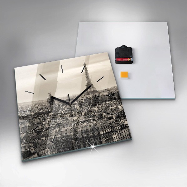 Horloge murale carrée Panorama paysager de Paris