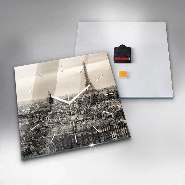 Horloge murale carrée Panorama paysager de Paris