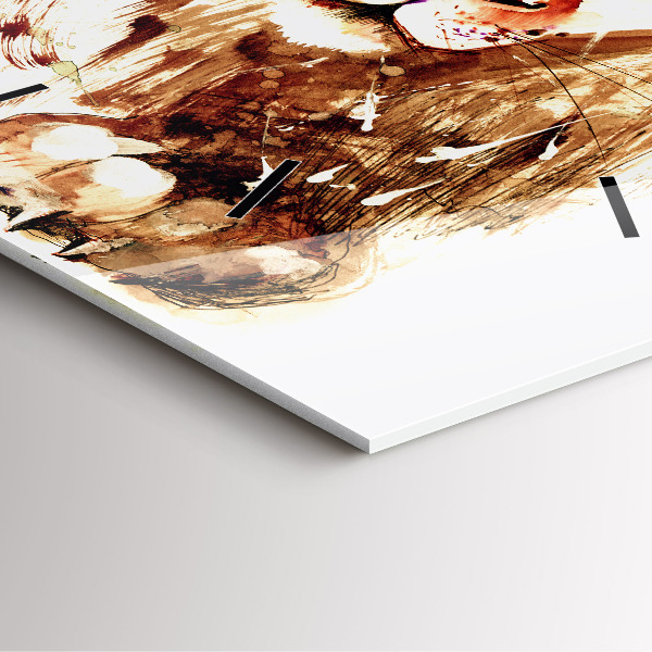 Horloge murale carrée 'Illustration d''un lion brun'