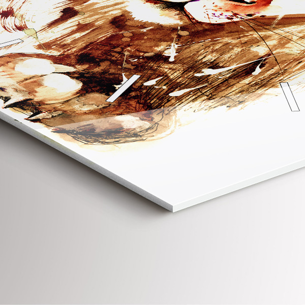 Horloge murale carrée 'Illustration d''un lion brun'