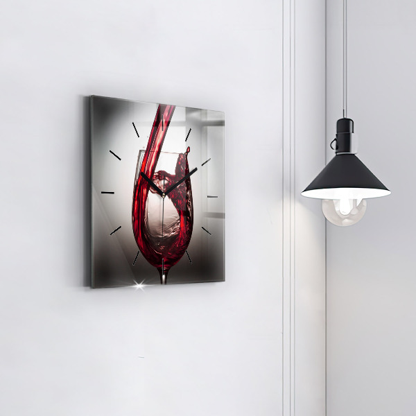 Horloge murale carrée Un verre de vin