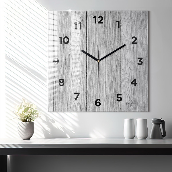 Horloge carrée en verre Panneaux en bois