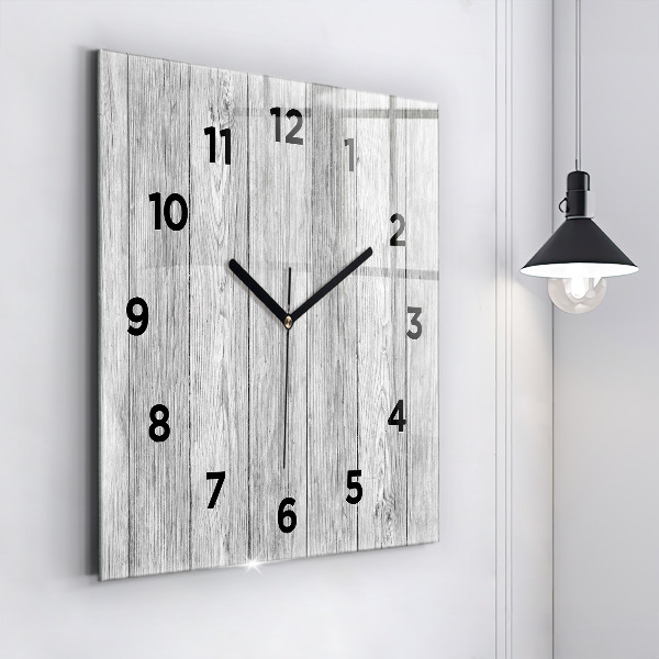 Horloge carrée en verre Panneaux en bois