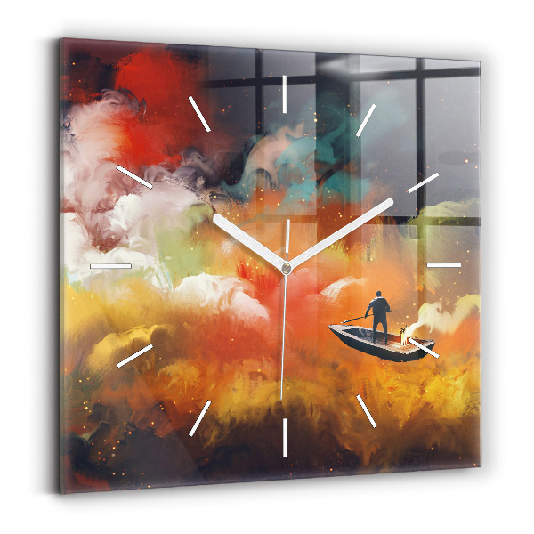 Horloge carrée en verre Peinture abstraite