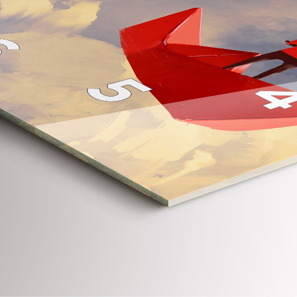 Horloge carrée en verre bateaux en papier