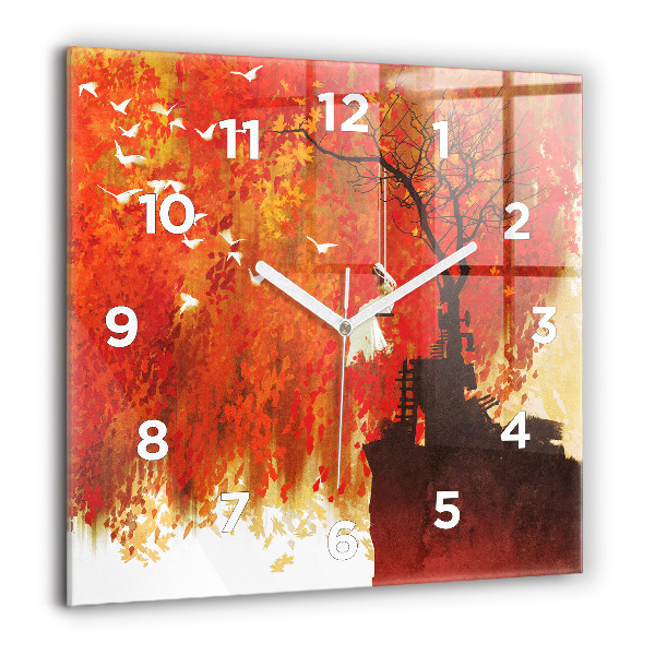 Horloge carrée en verre Mariée en automne